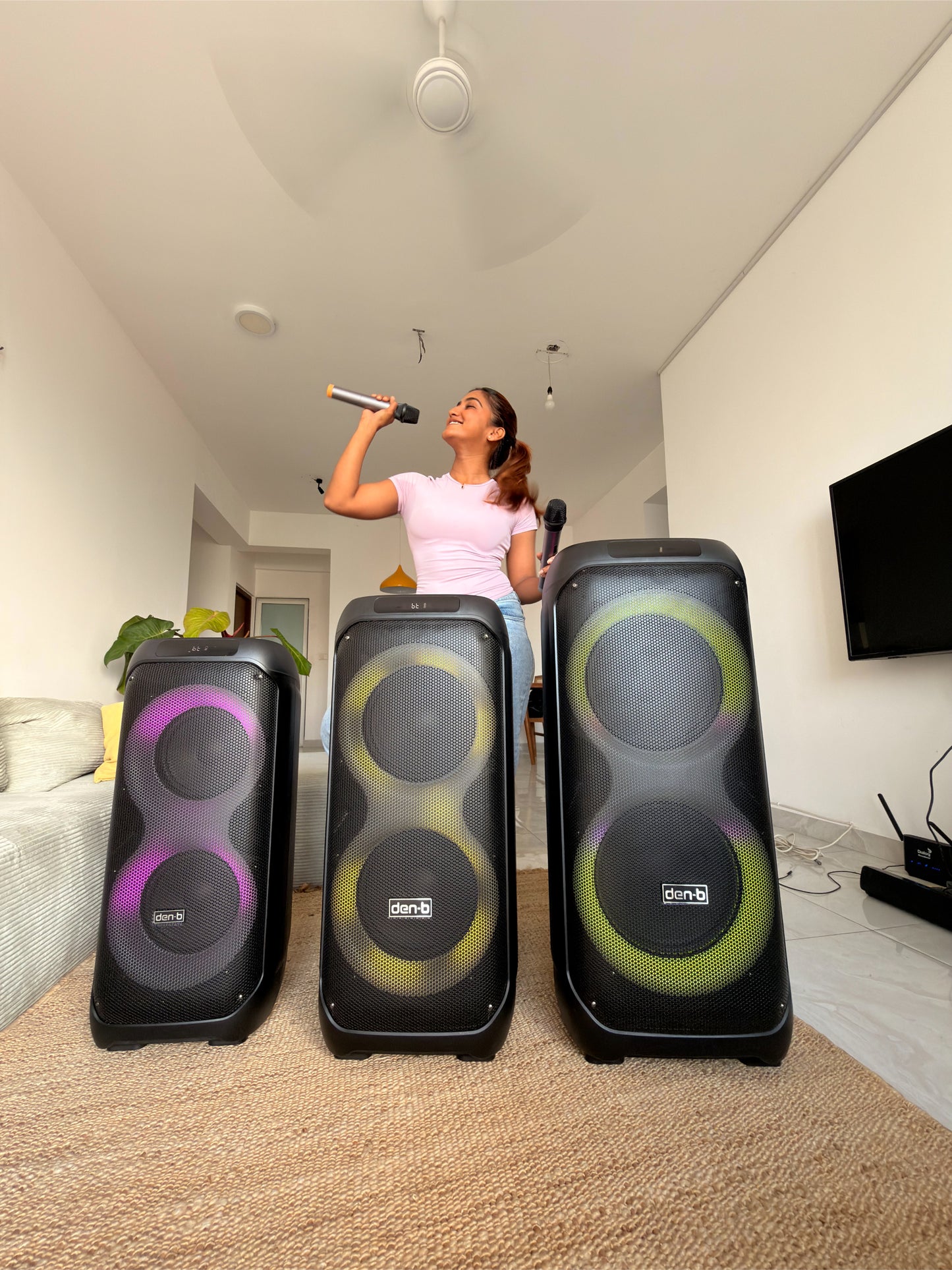 Den-B Basscore Rechargeable Party Speaker – Dual Mic & Karaoke